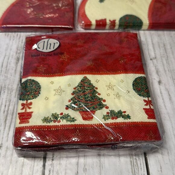 Vintage Ideal Home Range IHR Christmas Tree Round Napkins 12 Count NEW set of 4 - Picture 2 of 8